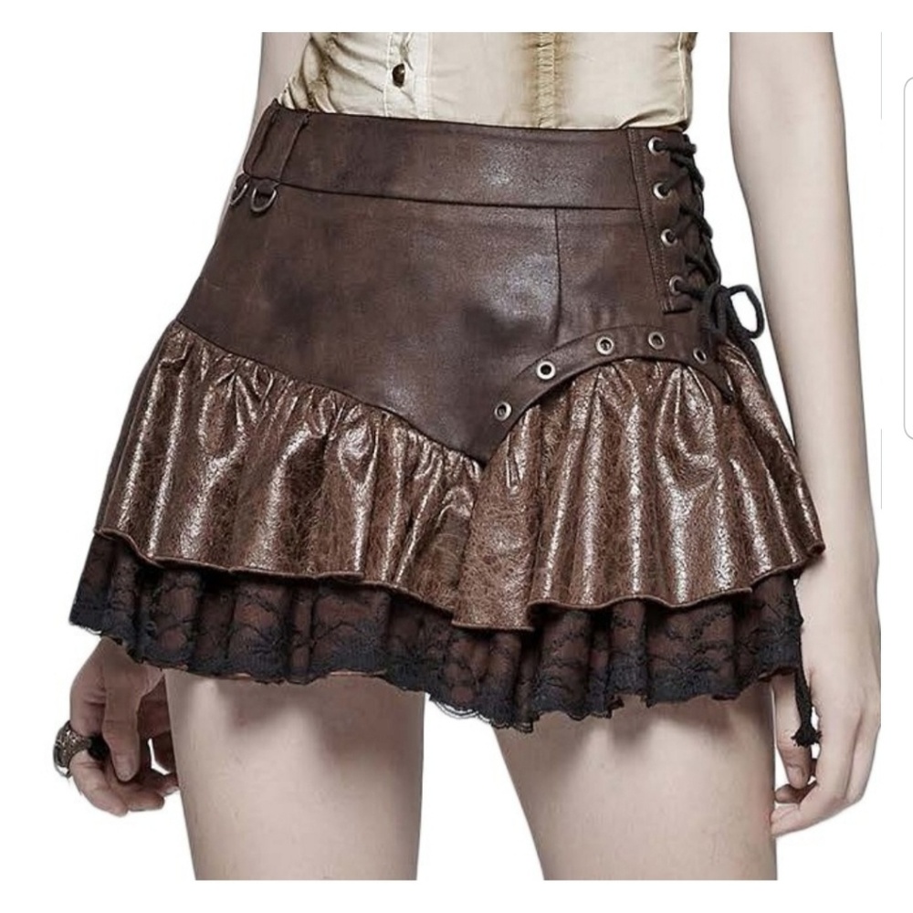 steampunk ruffle mini skirt